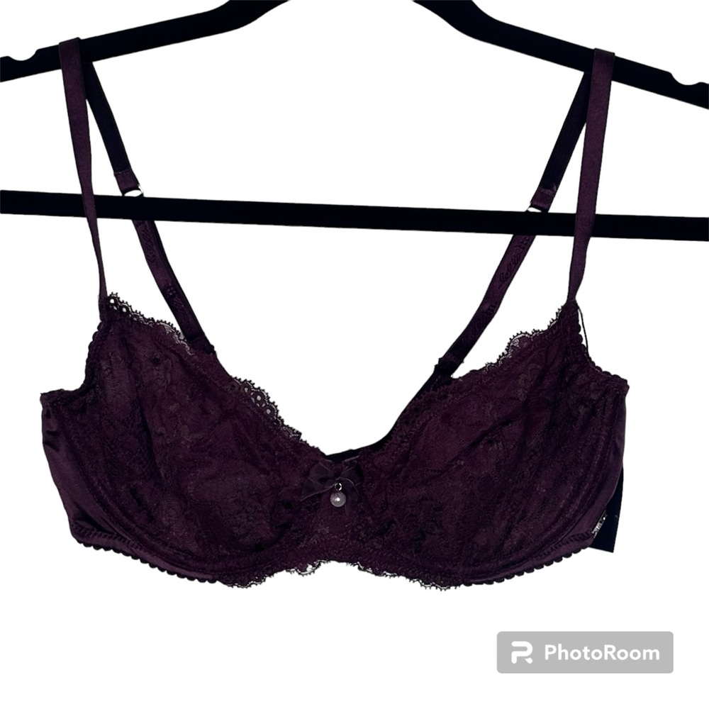 Lindex Ella M Bra Women’s 34C Deep Purple Lace Underwire Bra Size 75C (US 34C)